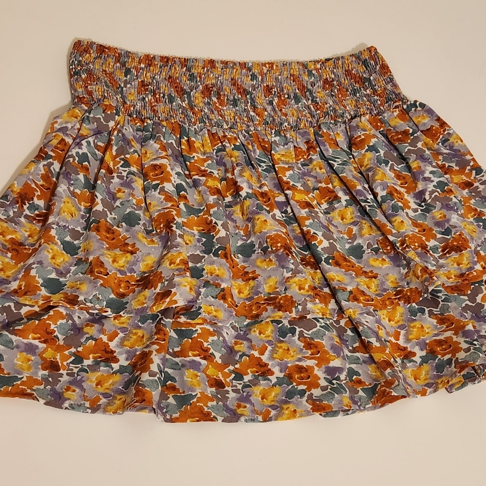 Vestique tiered high waist floral skater skirt large